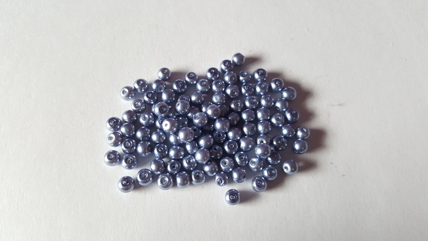 100 x 4mm Round Pearl Glass Beads | Jewellery Making Beads for Bracelets, Necklaces, Earrings & DIY Craft Projects