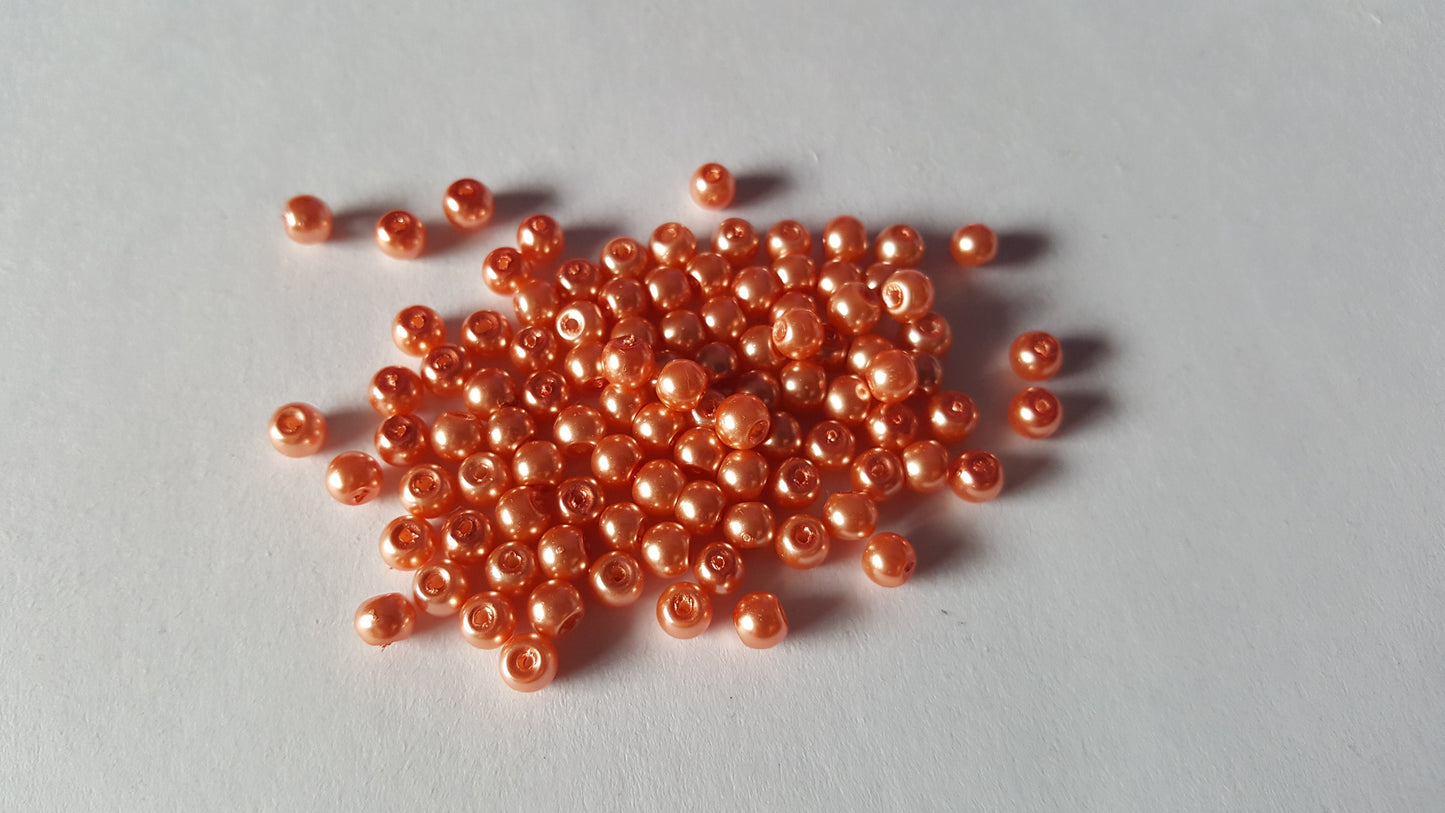 100 x 4mm Round Pearl Glass Beads | Jewellery Making Beads for Bracelets, Necklaces, Earrings & DIY Craft Projects