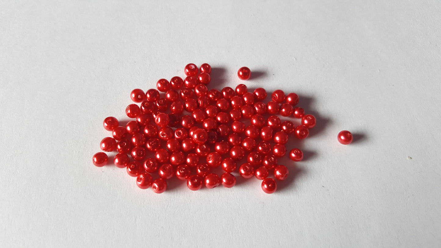 100 x 4mm Round Pearl Glass Beads | Jewellery Making Beads for Bracelets, Necklaces, Earrings & DIY Craft Projects