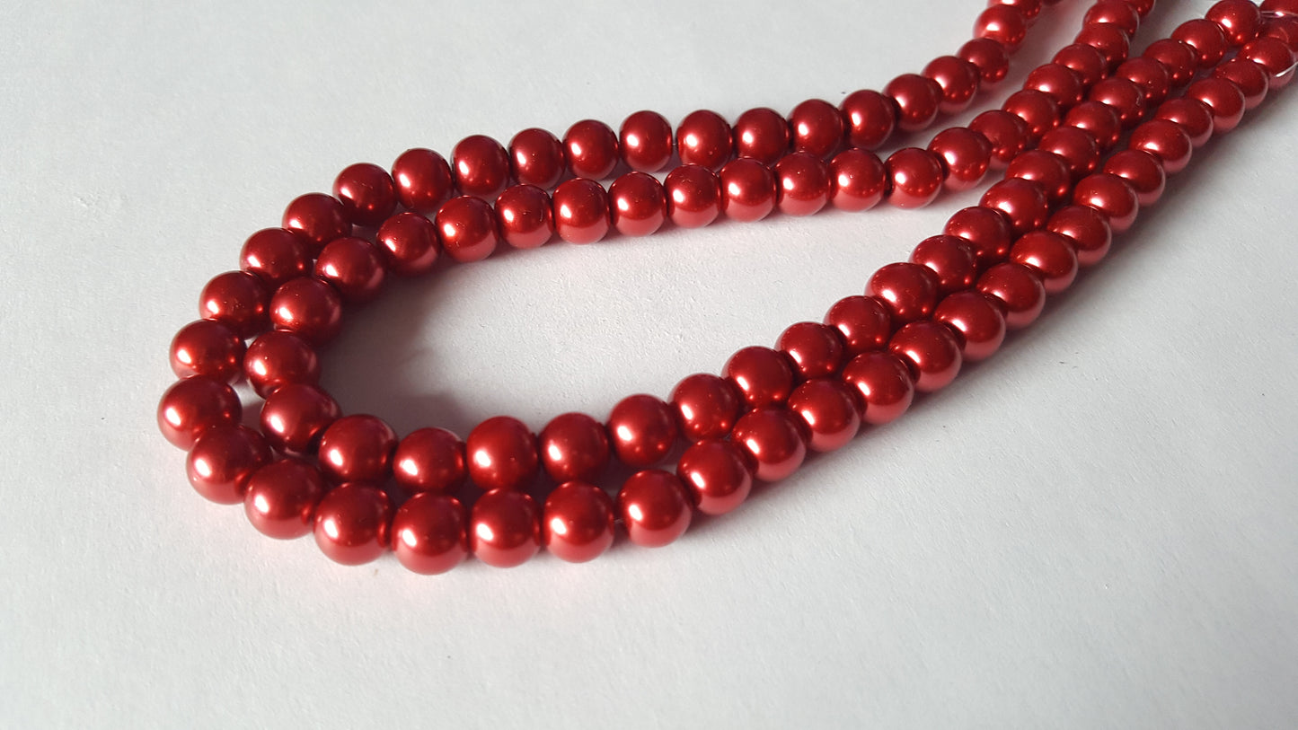 50 x 8mm Glass Pearl Round Beads | Jewellery Making Beads for Bracelets, Necklaces & DIY Craft Projects