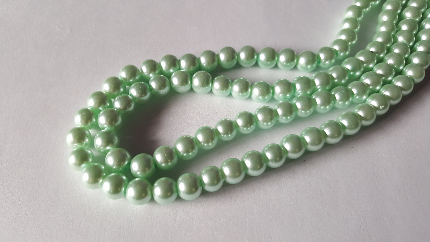 50 x 8mm Glass Pearl Round Beads | Jewellery Making Beads for Bracelets, Necklaces & DIY Craft Projects