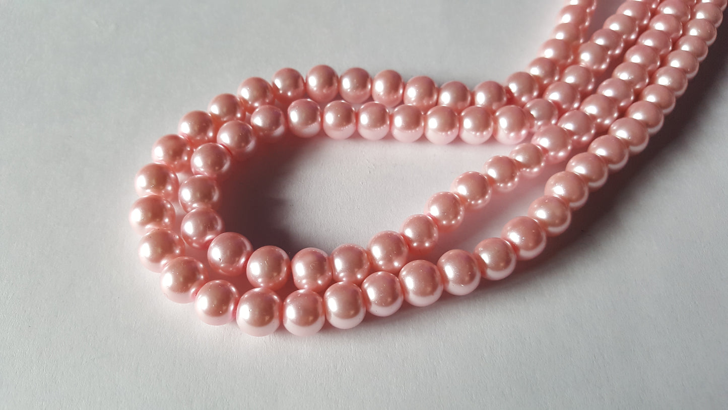 50 x 8mm Glass Pearl Round Beads | Jewellery Making Beads for Bracelets, Necklaces & DIY Craft Projects