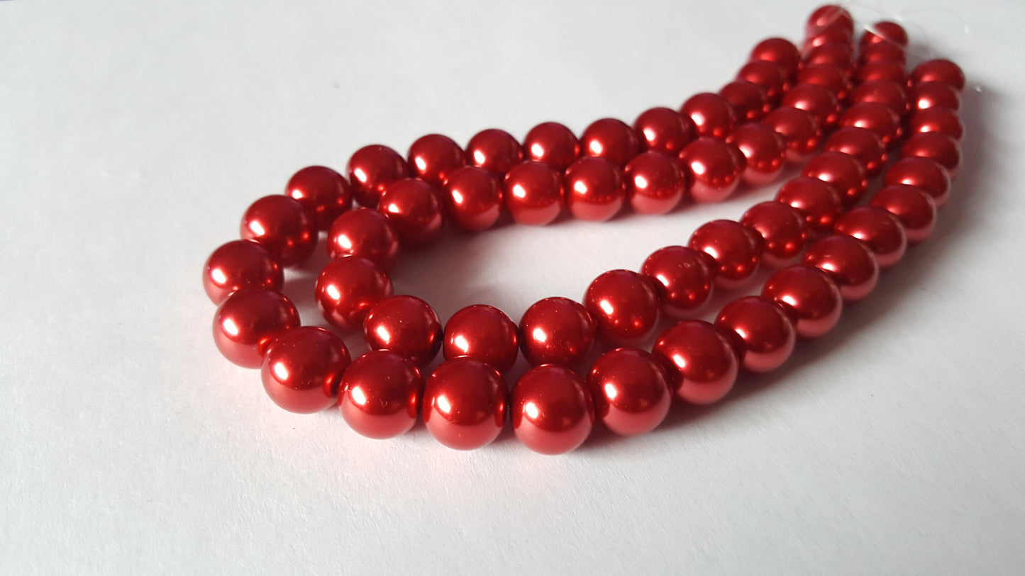 30 x 10mm Glass Pearl Round Beads | Jewellery Making Beads for Bracelets, Necklaces & DIY Crafts