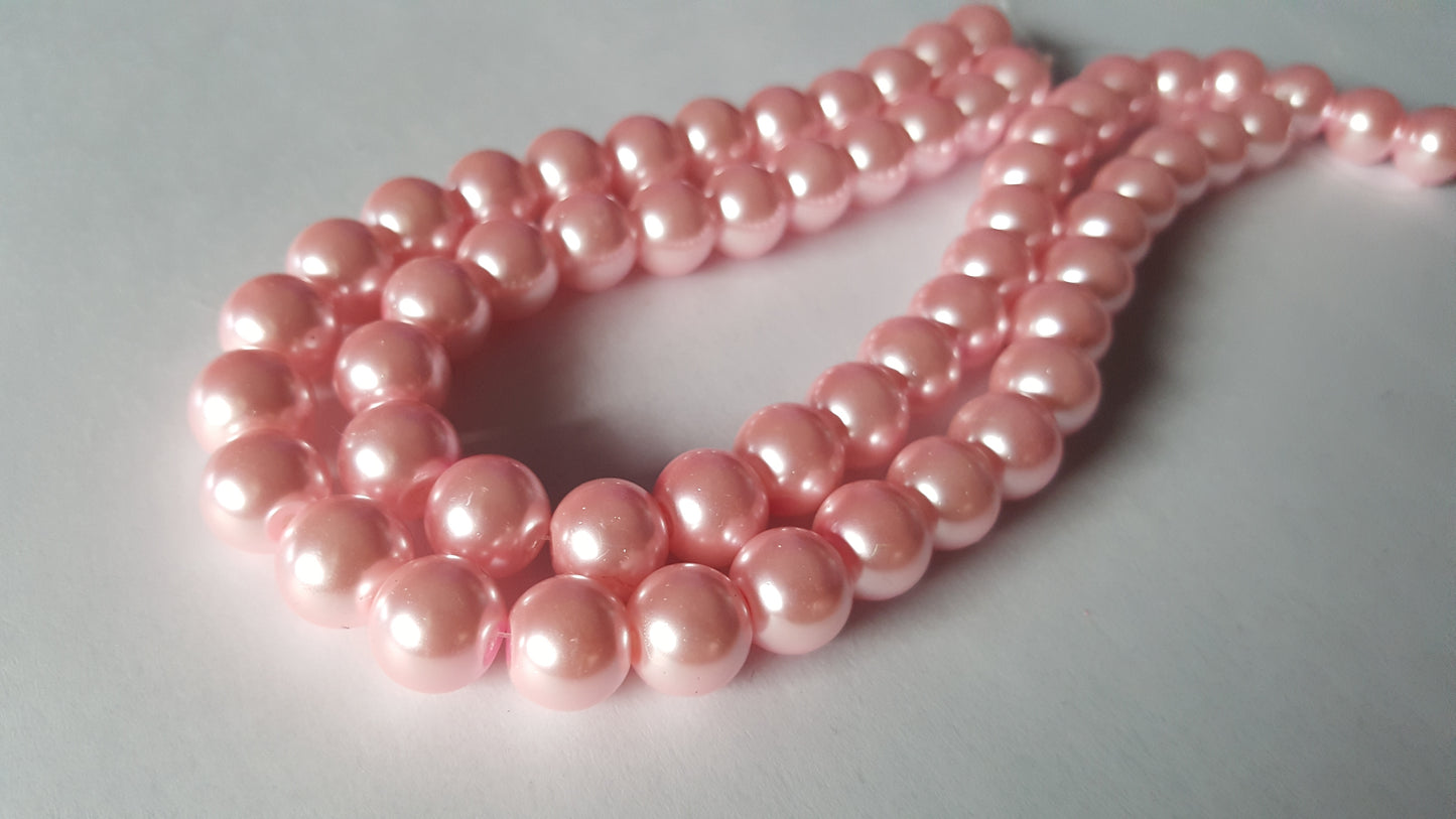30 x 10mm Glass Pearl Round Beads | Jewellery Making Beads for Bracelets, Necklaces & DIY Crafts