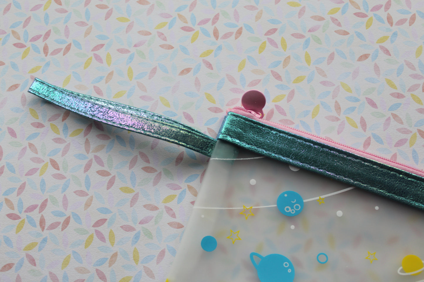 sparkly galaxy pencil case - pale blue