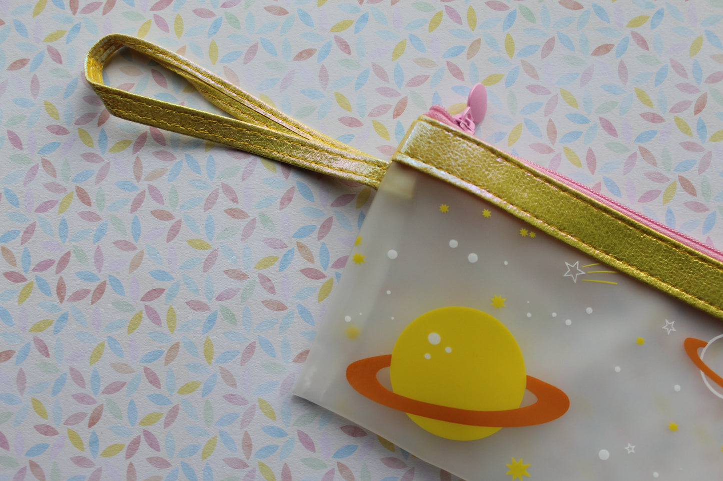 sparkly galaxy pencil case - yellow