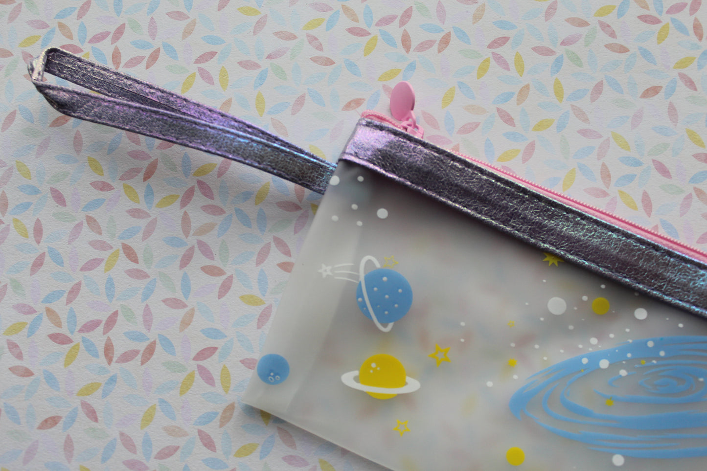 sparkly galaxy pencil case - purple