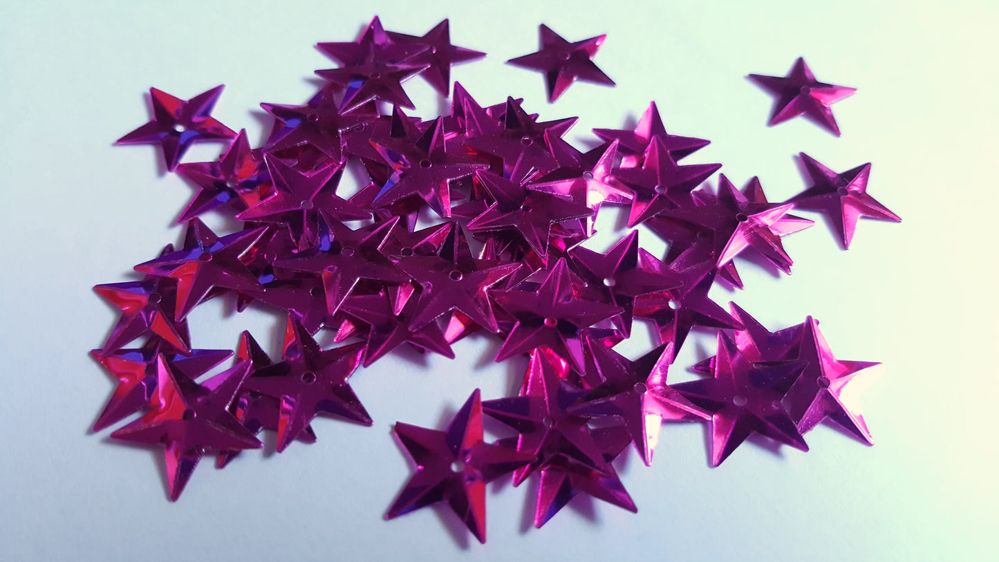 50 x Metallic Star Sequins | 15mm PVC Craft Embellishments for Sewing, Scrapbooking & Decorations
