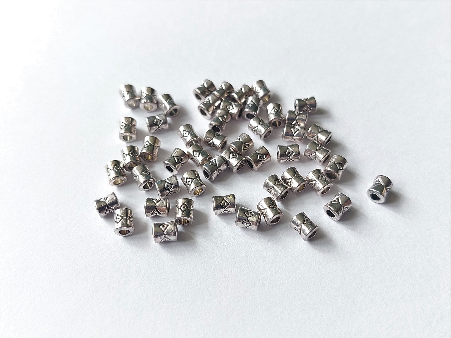 column spacer beads - 4mm - silver plated