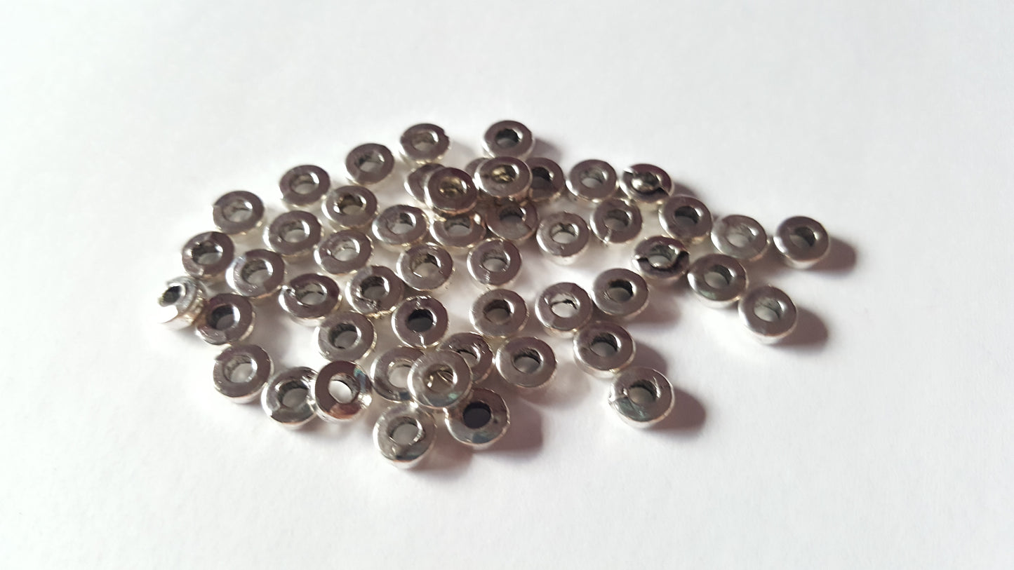 50 Alloy Spacer Beads | 6mm Rondelle Beads with 2.5mm Hole | Jewellery Making & Craft Supplies