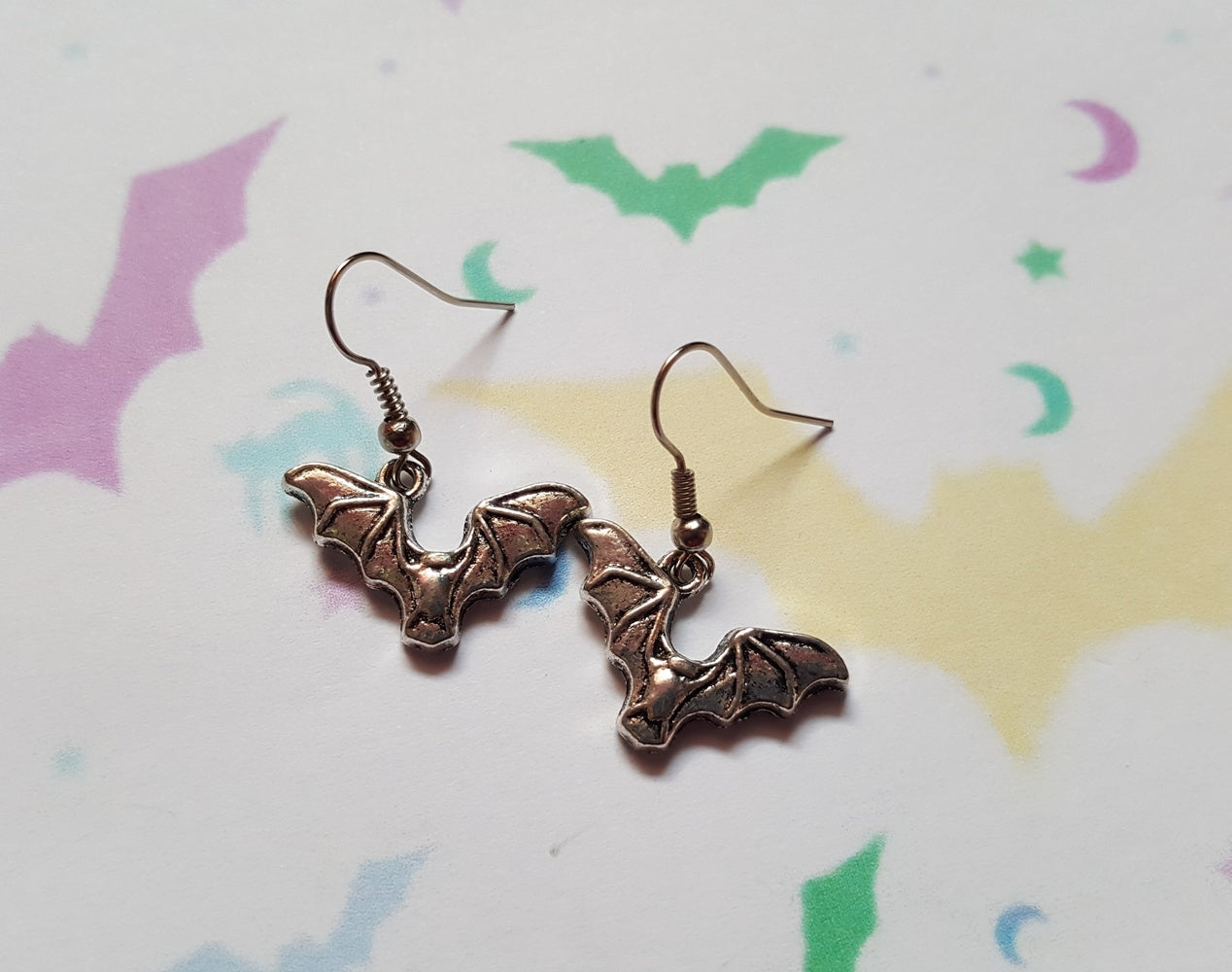 Spooky Bat Earrings 🦇 Tibetan Silver Plated Gothic Halloween Jewellery | Vampire & Witch Costume Accessory