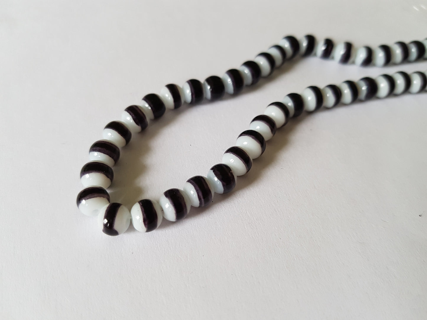 50 x 6mm Round Drawbench Striped Glass Beads | DIY Jewellery, Beading & Craft Projects