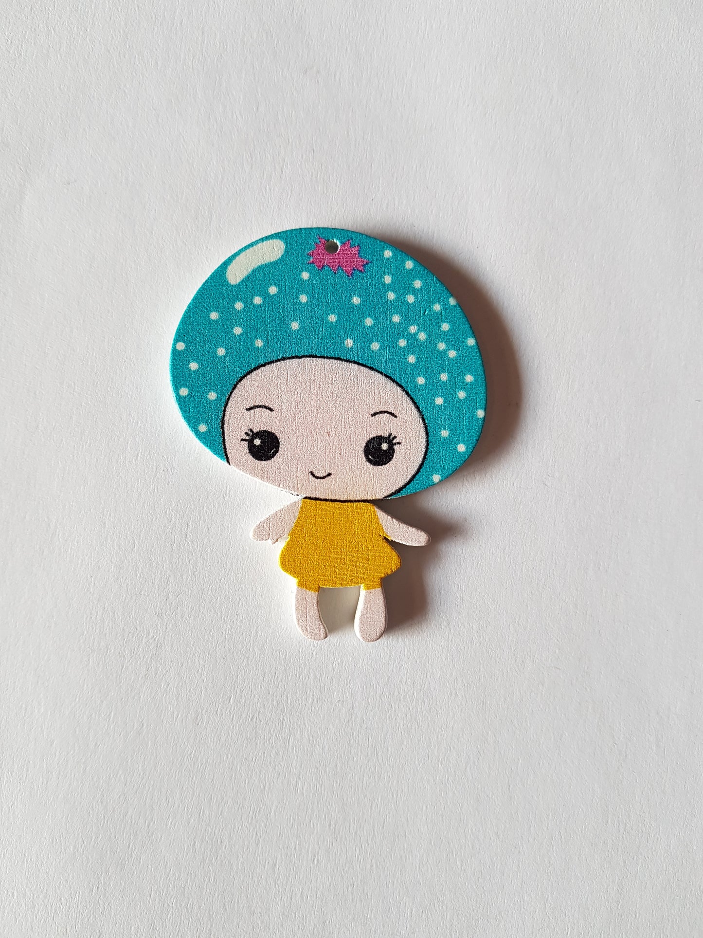 50mm wooden girl pendant - blue