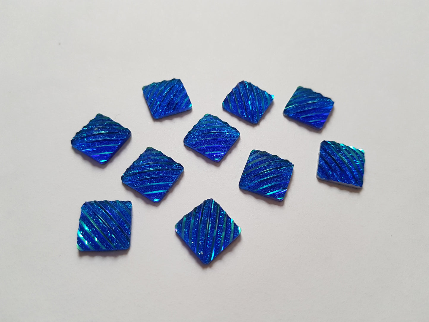 10 x AB Glitter Square Flatback Cabochons | 12mm Resin Embellishments for DIY Crafts, Scrapbooking & Accessories