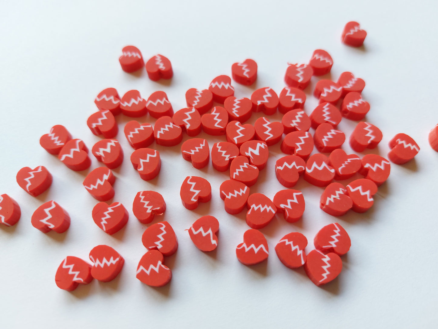 10mm polymer clay beads - broken hearts