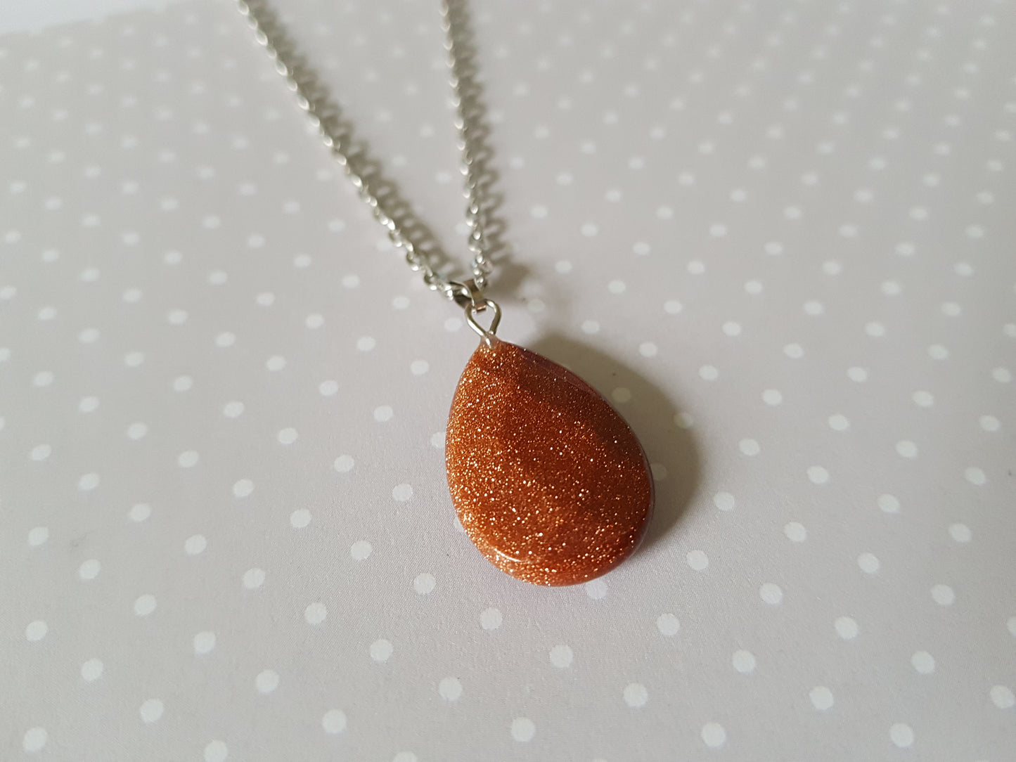 goldstone faceted drop pendant necklace