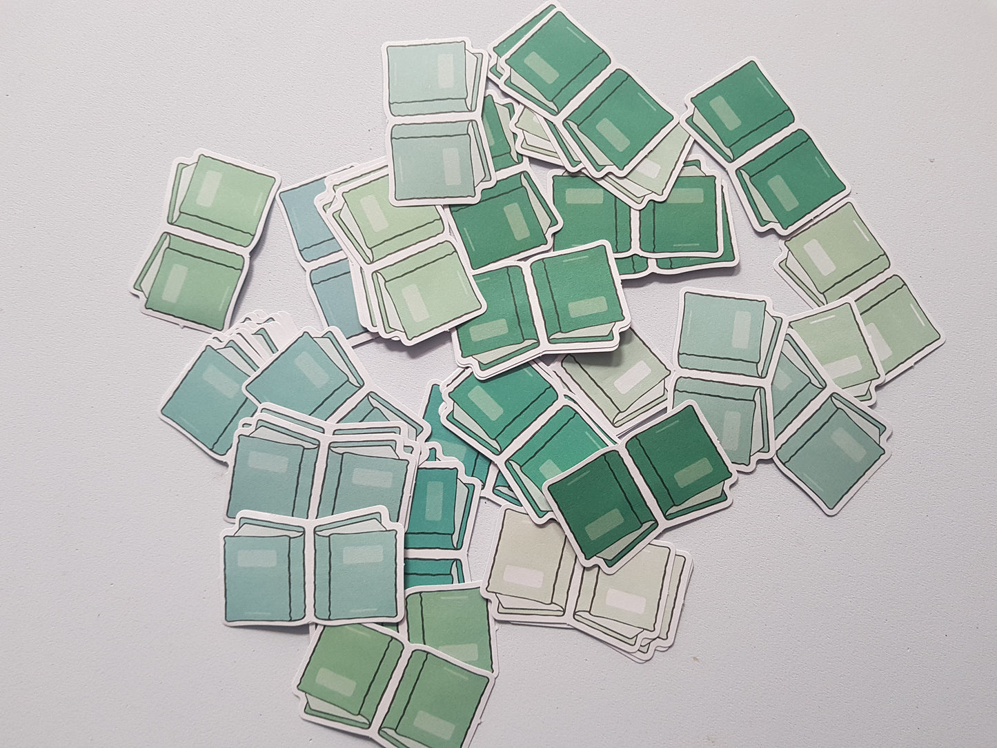 Book Sticker Set – Green Die-Cut Stickers for Journals, Notebooks & Scrapbooking