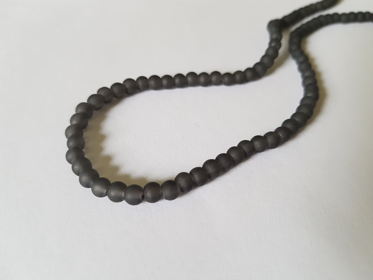 4mm frosted glass beads - grey