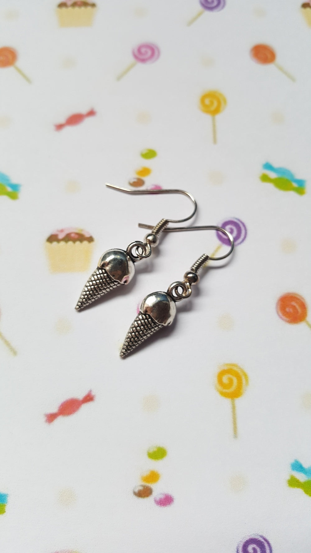 Ice Cream Earrings | Tibetan Silver Plated Pendant | Cute Dessert Jewellery | Fun Dangle Earrings | Summer Accessories