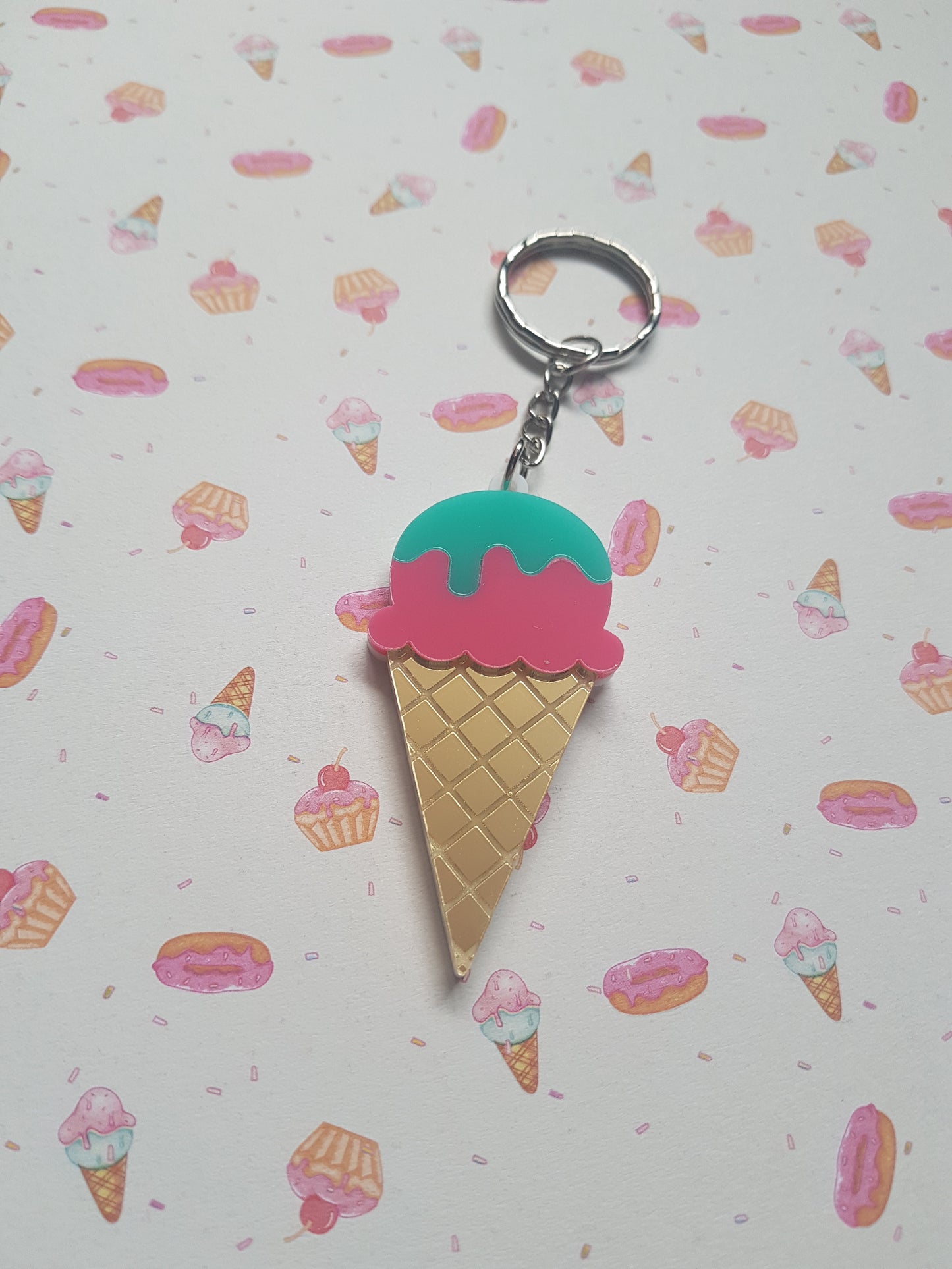 acrylic ice-cream cone keyring