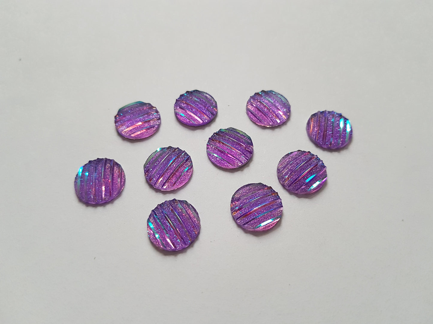 10 x 12mm AB Glitter Resin Flatback Embellishments | Round Cabochons for DIY Crafts, Scrapbooking, Jewellery & Decorations