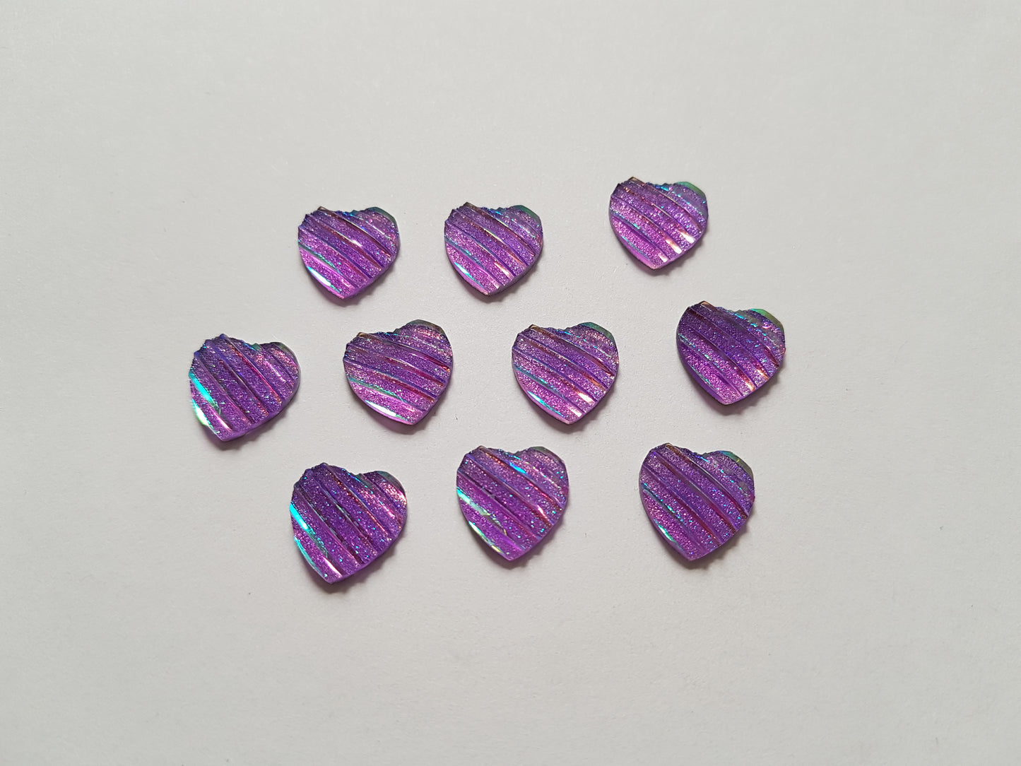 10 x AB Glitter Heart Flatback Embellishments | Resin Cabochons for DIY Crafts, Scrapbooking, Phone Cases & Accessories