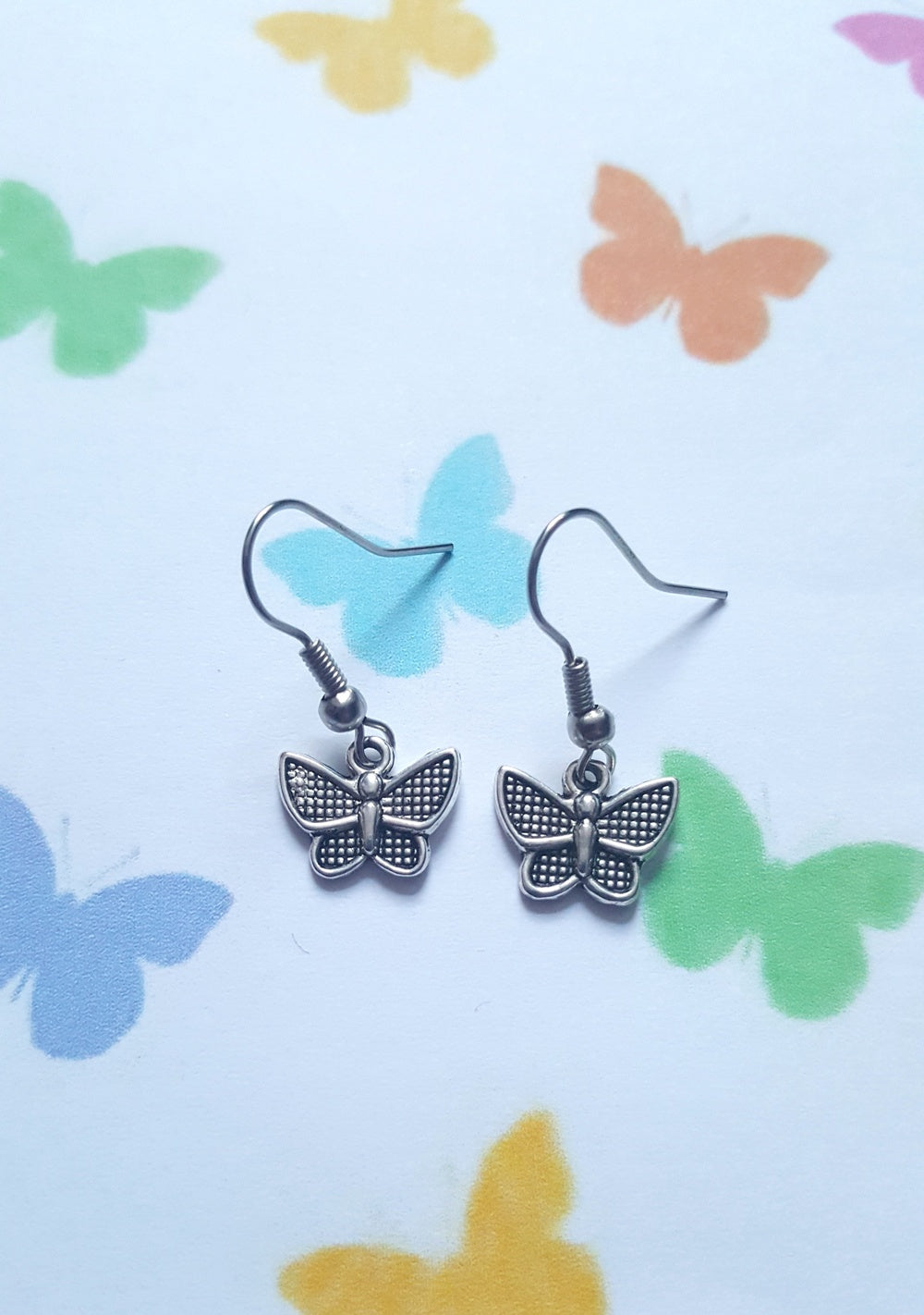 Butterfly Earrings | Tibetan Silver Plated Pendant | Cute Dangle Jewellery | Handmade Tiny Earrings | Gift for Her