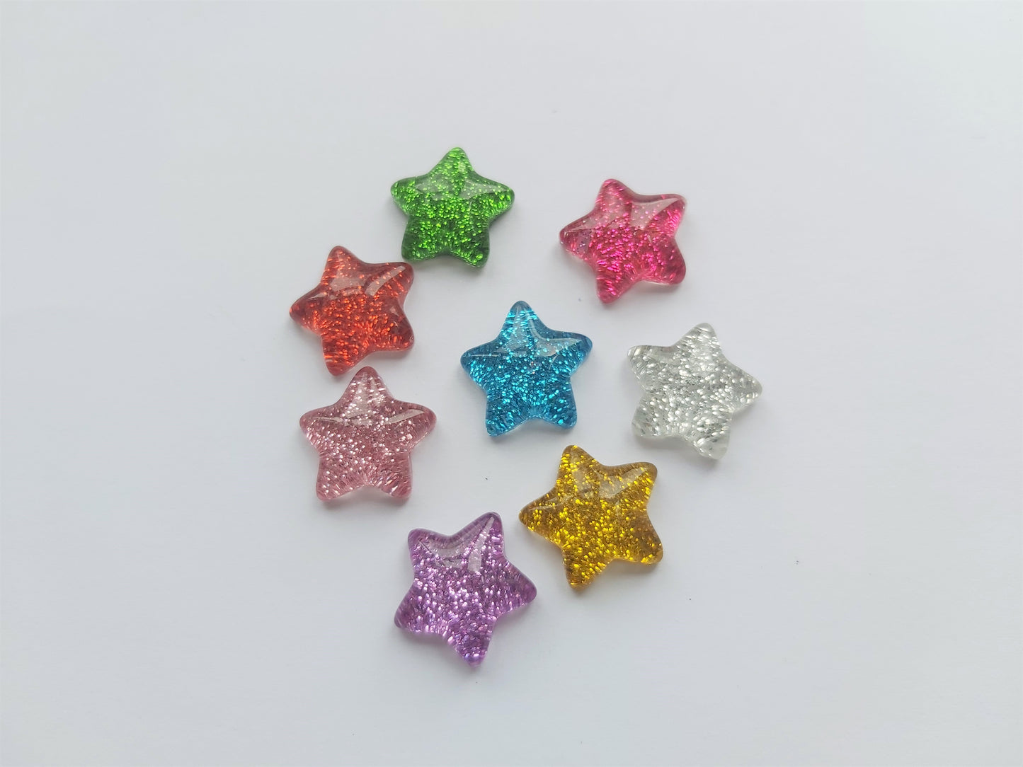 8 x 17mm × 16mm Glitter Resin Star Flatback Cabochon Embellishments | DIY Crafts, Scrapbooking & Jewellery Making