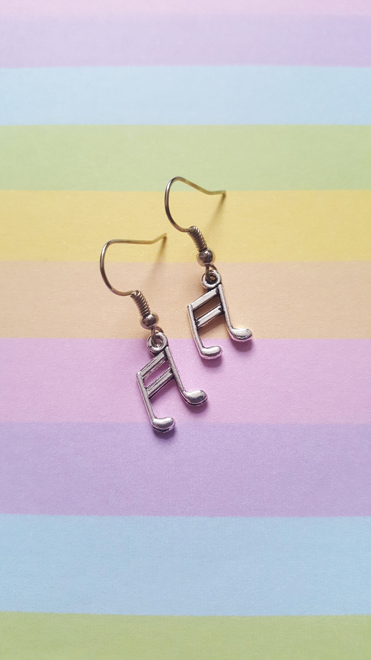 Music Note Earrings – Silver Plated Dangles, Minimalist Jewelry for Musicians, Gift for Music Lovers, Cute Everyday Earrings