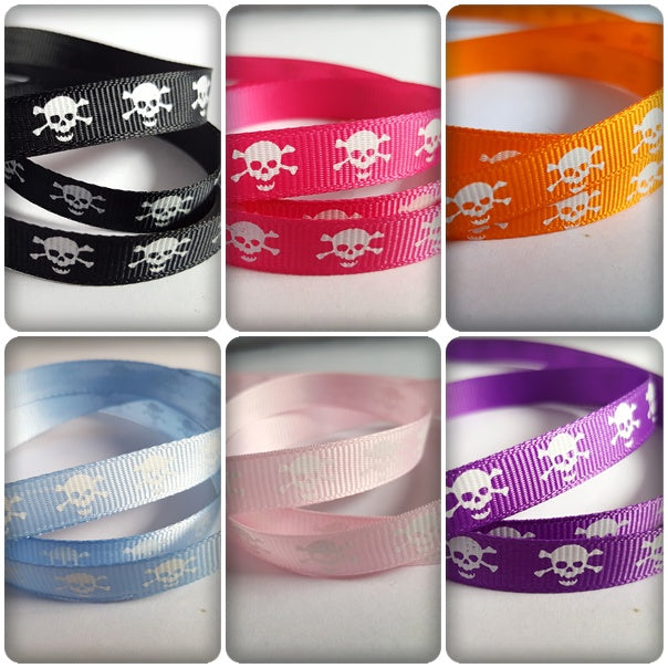 3m Skull & Crossbones Grosgrain Ribbon | 9mm Wide Printed Ribbon for DIY Crafts, Gift Wrapping, Hair Bows & Handmade Projects