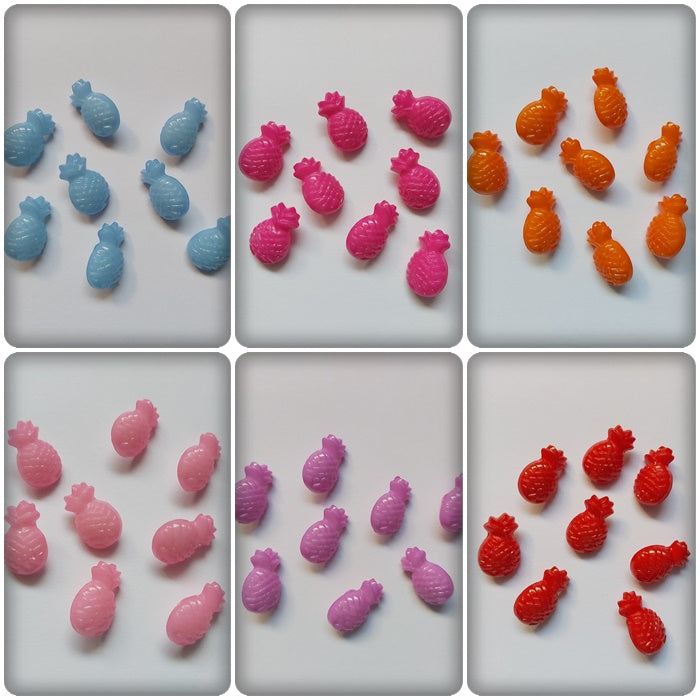 8 x 18mm Acrylic Pineapple Shanked Buttons | DIY Craft Buttons for Sewing, Accessories & Handmade Projects