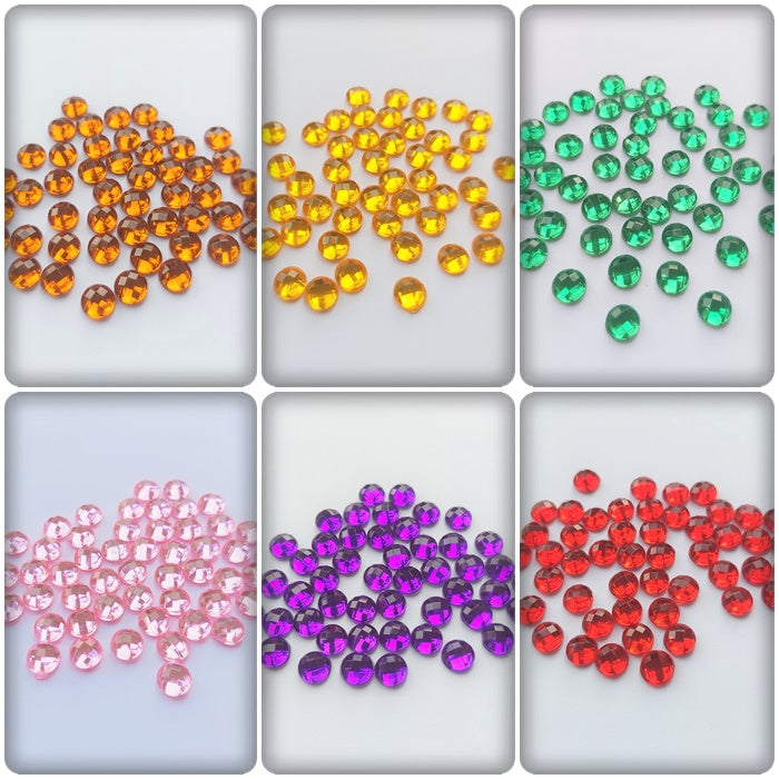 50 x 6mm Faceted Round Acrylic Rhinestone Flatback Embellishments | DIY Crafts, Jewellery & Decorations