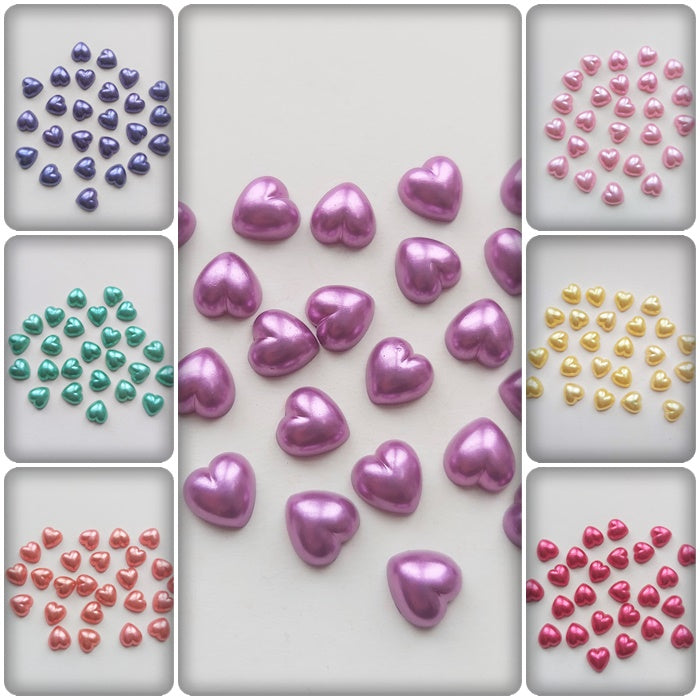 25 x 10.5mm Pearl Heart Acrylic Flatback Cabochons | DIY Crafts, Jewellery, Scrapbooking & Embellishments