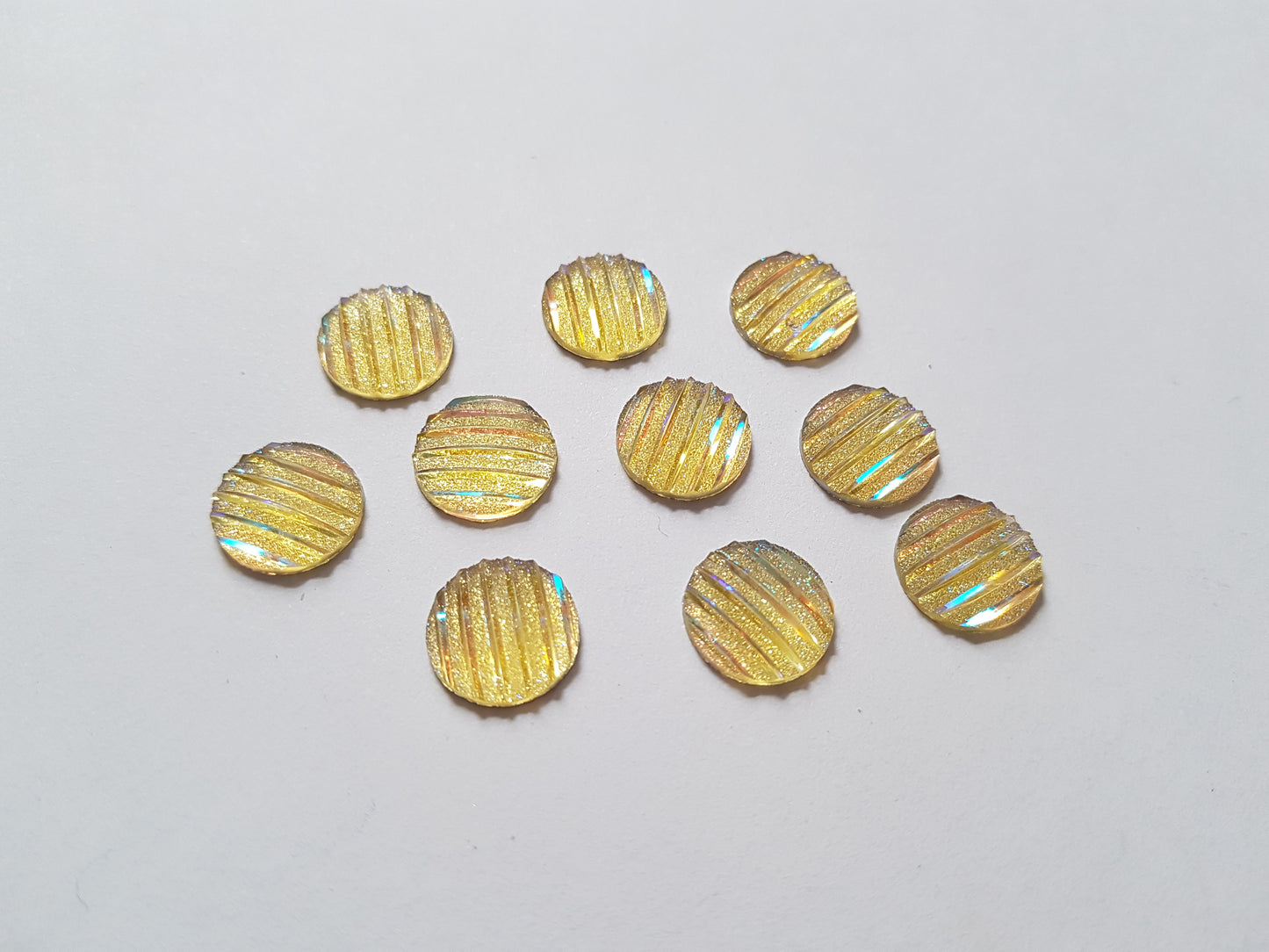 10 x 12mm AB Glitter Resin Flatback Embellishments | Round Cabochons for DIY Crafts, Scrapbooking, Jewellery & Decorations