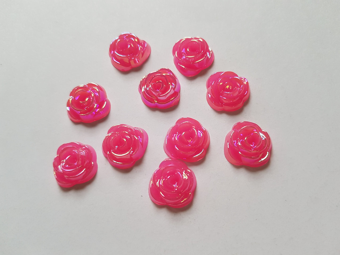 10 x Acrylic Flatback Rose Cabochons | 15mm DIY Craft Embellishments | Resin, Jewelry, Scrapbooking Supplies