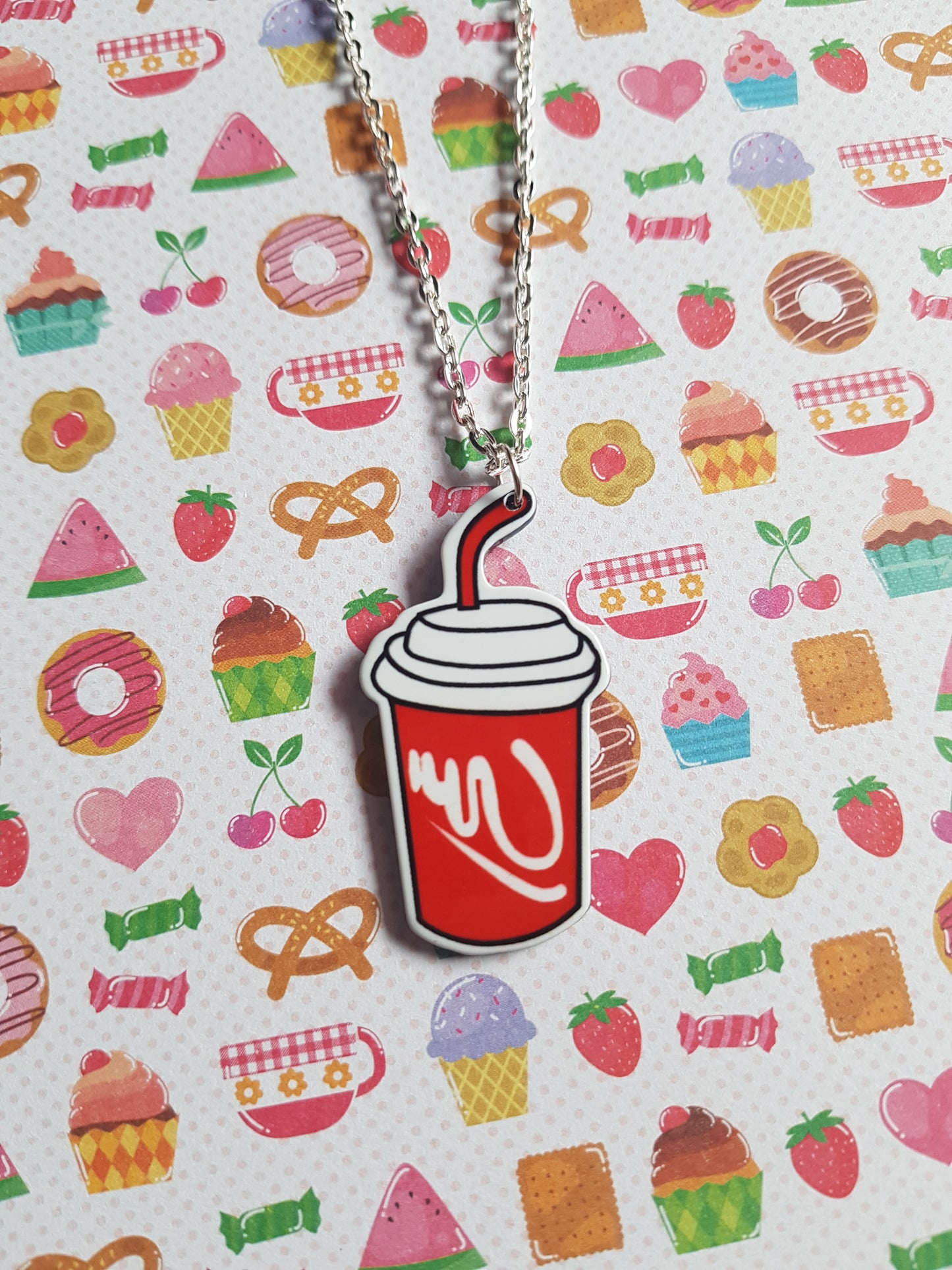 printed resin cola can necklace