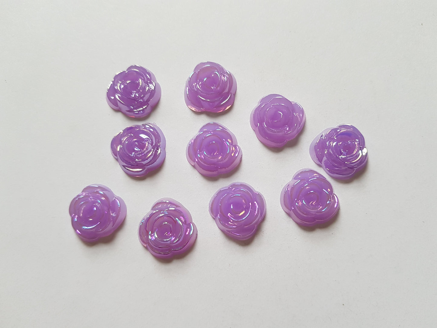 10 x Acrylic Flatback Rose Cabochons | 15mm DIY Craft Embellishments | Resin, Jewelry, Scrapbooking Supplies