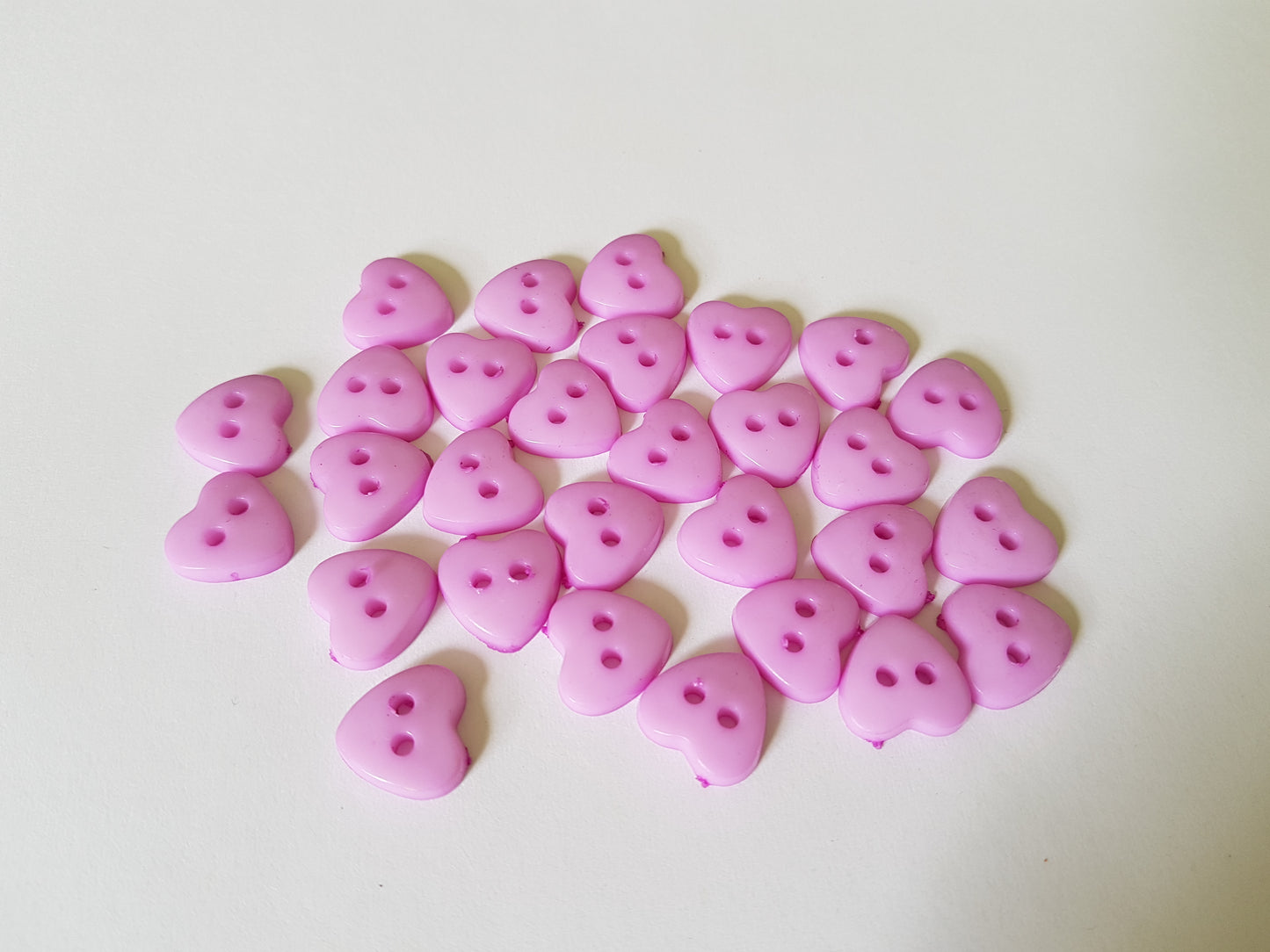 30 x 12mm Heart 2-Hole Acrylic Buttons | DIY Sewing, Card Making, Scrapbooking & Craft Projects | Cute Craft Supplies