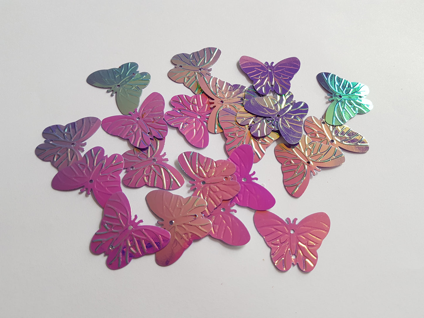 20 x AB Plated Butterfly Sequins | 30x24mm PVC Craft Embellishments for DIY Crafts, Sewing & Decorations