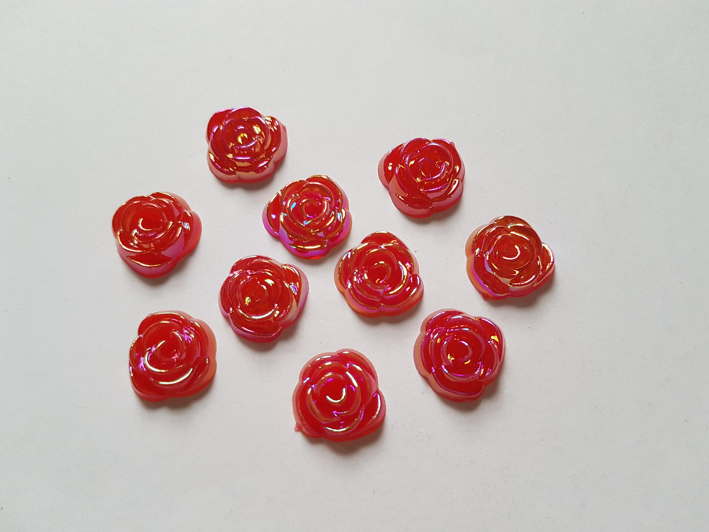 10 x Acrylic Flatback Rose Cabochons | 15mm DIY Craft Embellishments | Resin, Jewelry, Scrapbooking Supplies