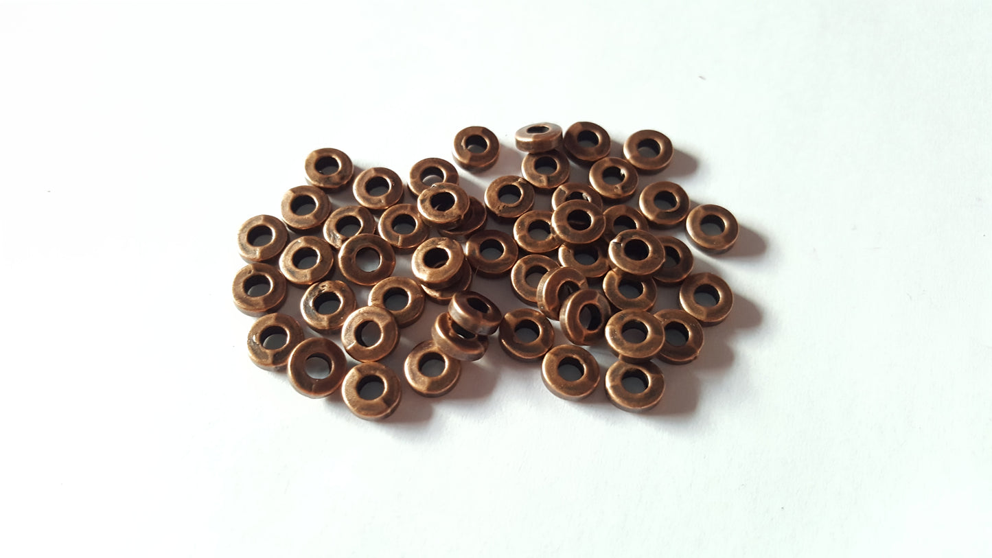 50 Alloy Spacer Beads | 6mm Rondelle Beads with 2.5mm Hole | Jewellery Making & Craft Supplies