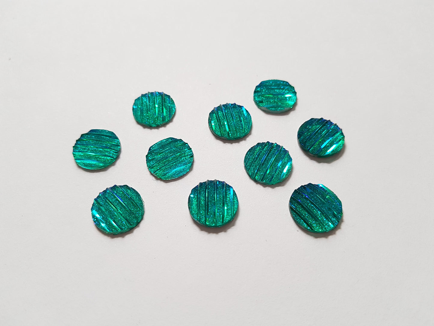 10 x 12mm AB Glitter Resin Flatback Embellishments | Round Cabochons for DIY Crafts, Scrapbooking, Jewellery & Decorations
