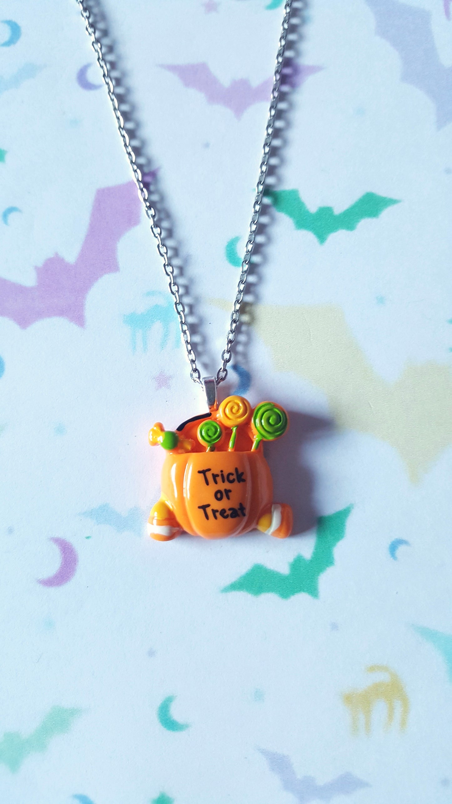 trick or treat pumpkin necklace