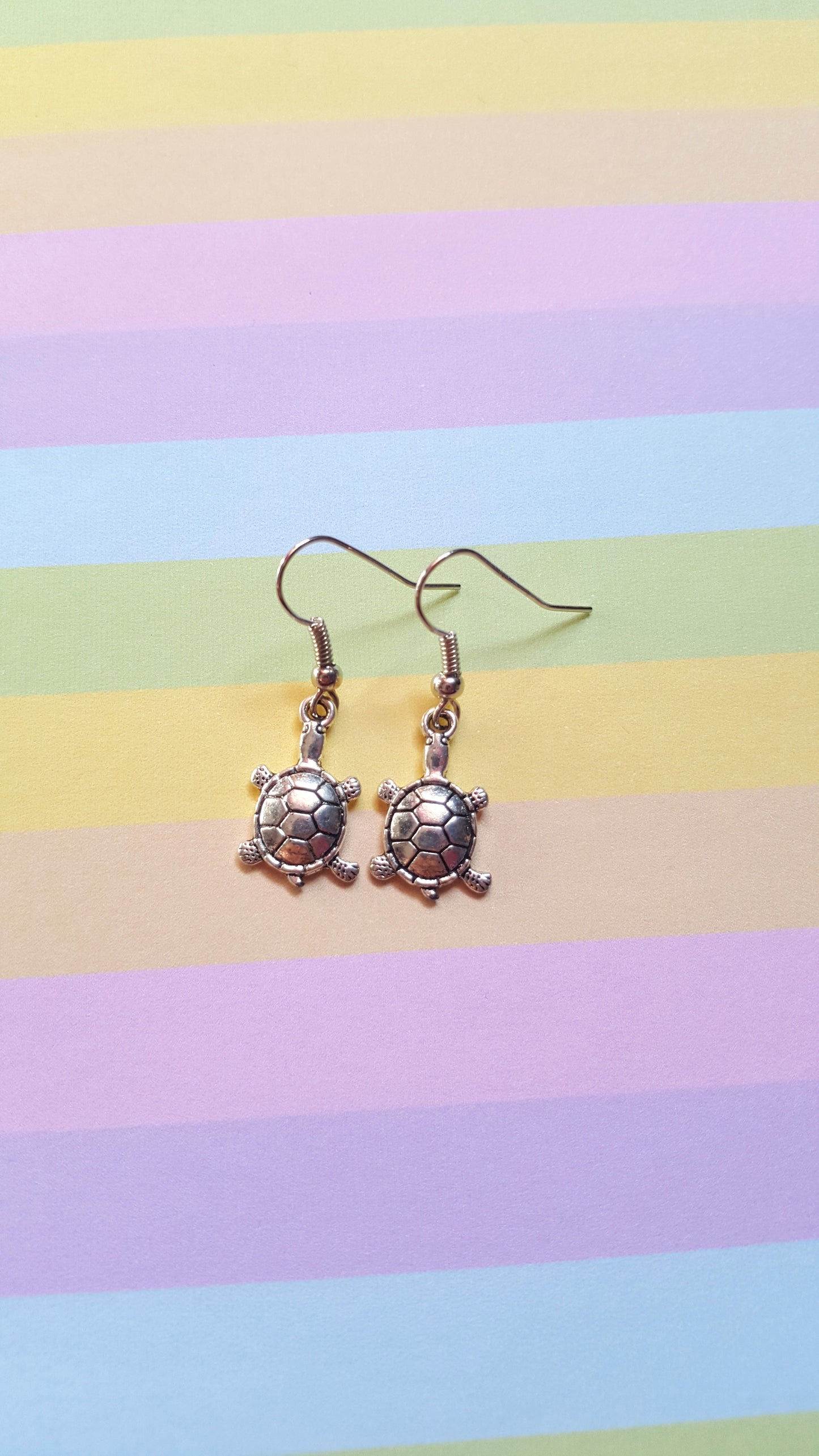 Mini Turtle Earrings – Cute Ocean Jewellery, Beach Lover Gift, Tibetan Silver Plated Dangle Earrings, Sea Life Accessory