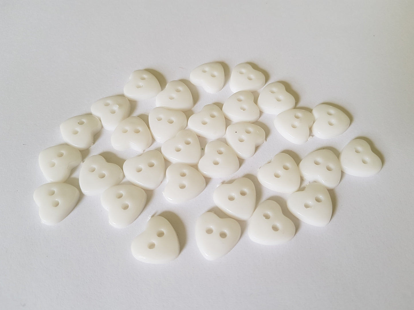 30 x 12mm Heart 2-Hole Acrylic Buttons | DIY Sewing, Card Making, Scrapbooking & Craft Projects | Cute Craft Supplies