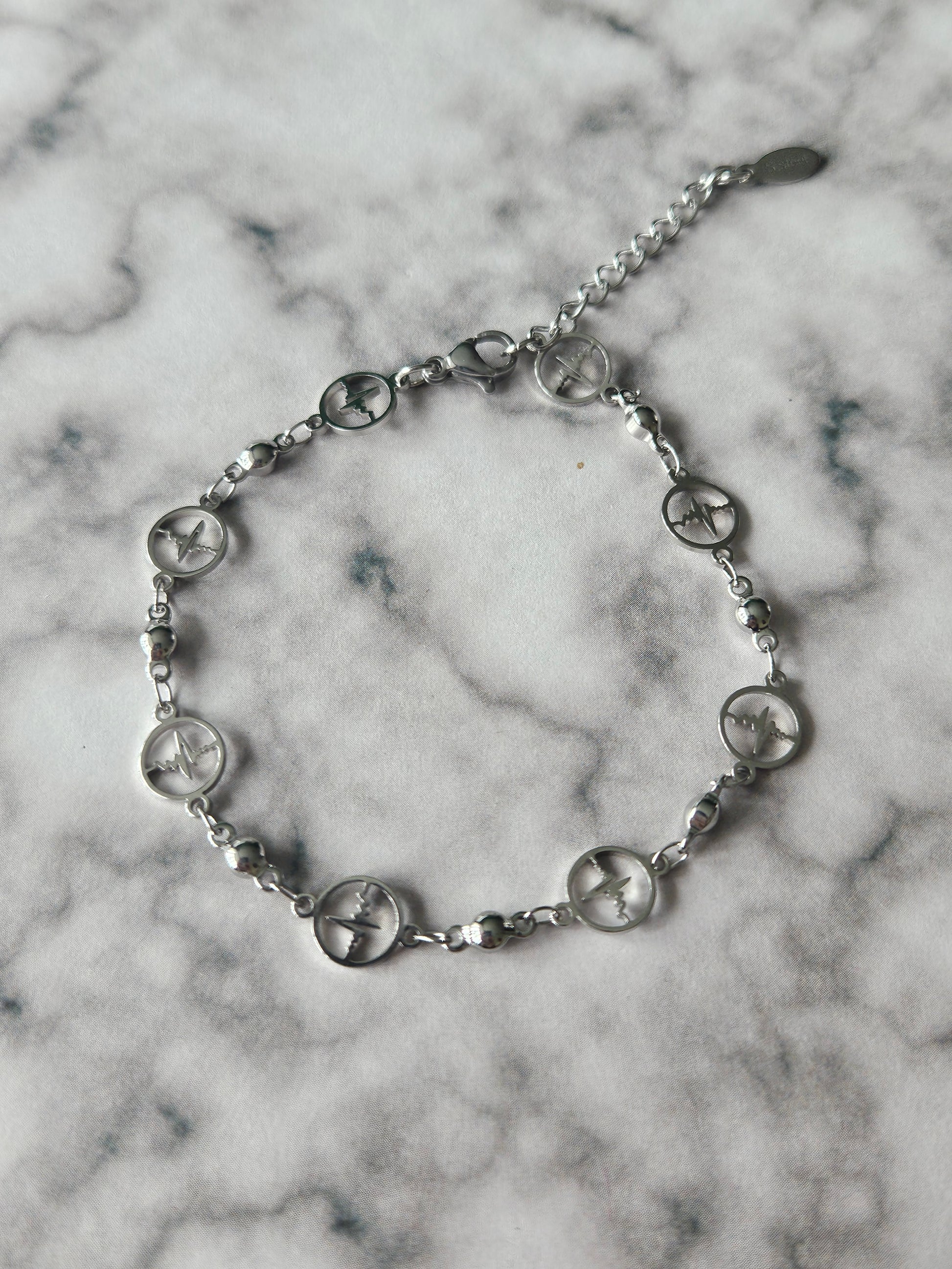 Heartbeat Chain Bracelet | Gothic Stainless Steel Bracelet | Halloween Jewellery | Adjustable Bracelet