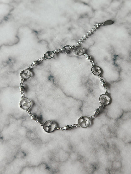 Heartbeat Chain Bracelet | Gothic Stainless Steel Bracelet | Halloween Jewellery | Adjustable Bracelet