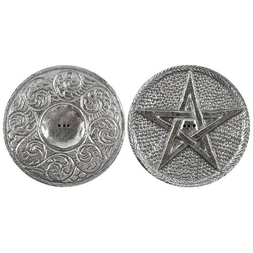 10cm Silver Pentagram Incense Holder