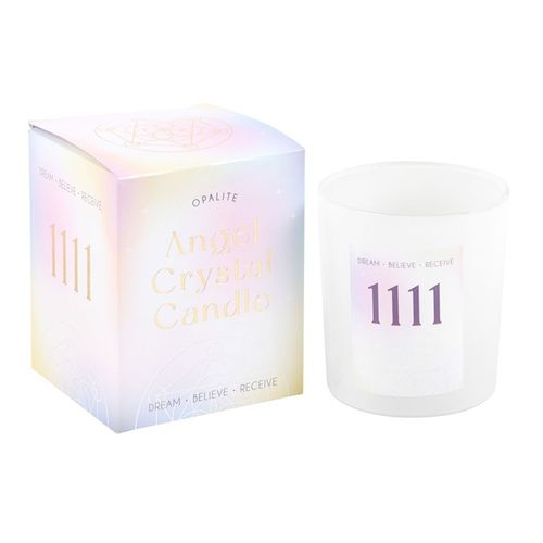 111 Angel Number Crystal Chip Candle