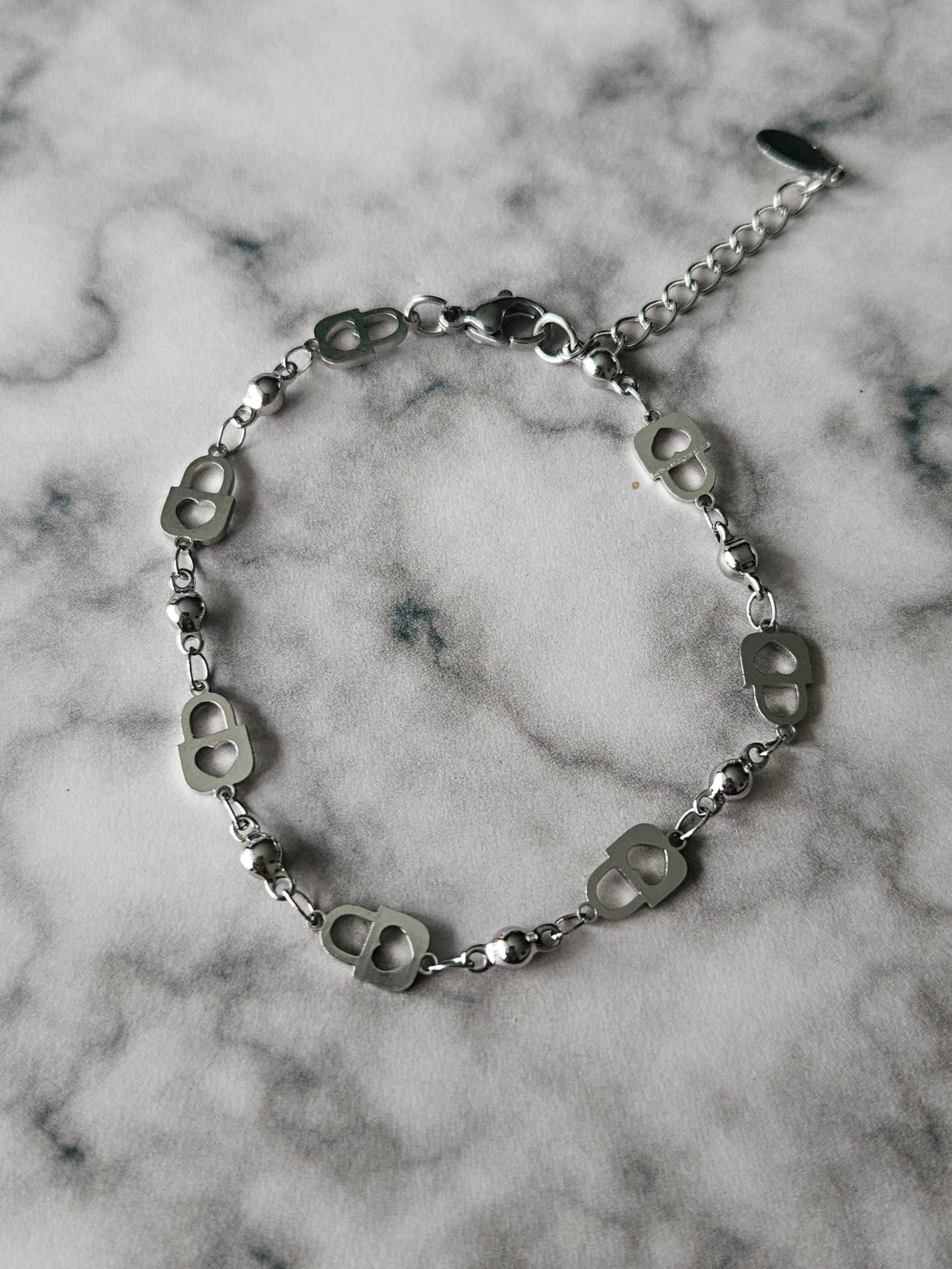 Heart Padlock Chain Bracelet | Stainless Steel Charm Bracelet | Adjustable Romantic Jewellery